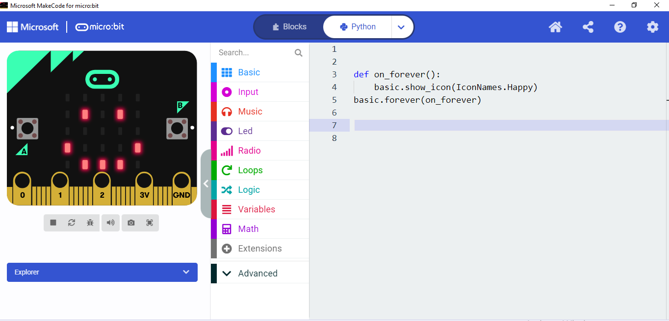 Code- Display a smiling face